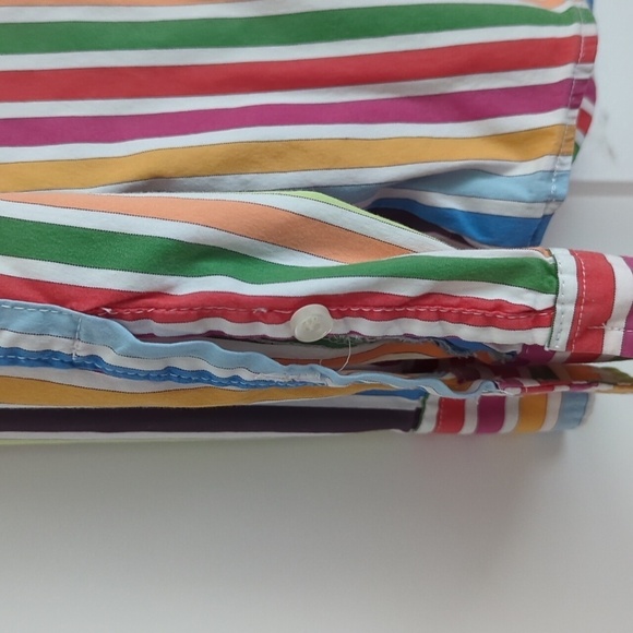 Vintage Lacoste rainbow striped woman's button down. EUC size small - Picture 5 of 5